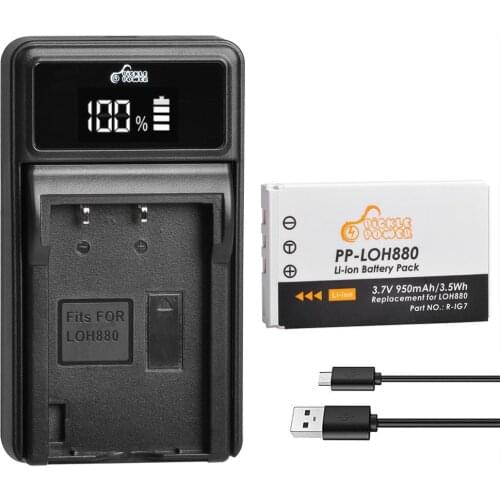 950mAh R-IG7 RIG7 Remote Control Battery and LED Charger for Logitech Harmony One, 900, 720, 850, 880, 885, 890 Pro, H880
