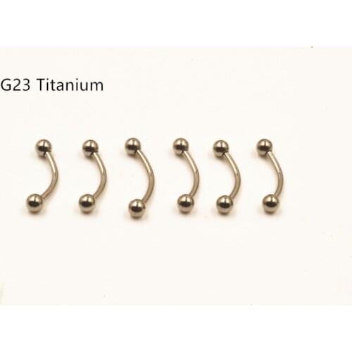 AMIGATINA 50pcs Free Shippment G23 Titanium Eyebrow Bar Nipple/Ear BCR Body Piercing Ear Helix/Tragus/Cartilage Banana Bar 16G