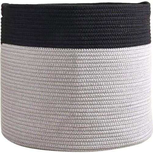 Large Cotton Rope Basket 15.8X15.8X13.8Inch - Baby Laundry Basket Woven Blanket Basket Nursery Bin