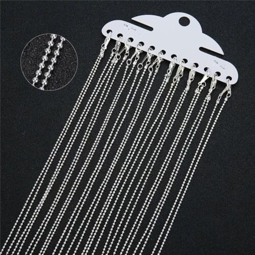 12pcs Dia 1.2mm Ball Chains With Connector Copper Gold Silver Color Ball Bead Chain Necklace Lot Jewelry Accessories Length 40cm