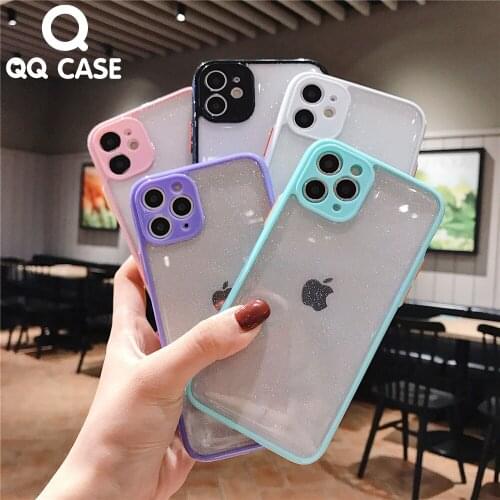 Luxury Glitter Sparkle Phone Case For iphone 6 6S 7 8 Plus SE 2 2020 11 Pro XS MAX X XR Candy Color Frame Shockproof Back Cover