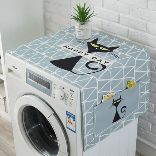55*140cm Fashion Cotton And Linen Fabric Washing Machine Dust Cover High-Grade European Style Anti Oil Freezer Protective Cover