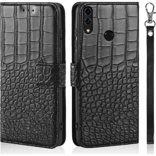Phone Case For Huawei Honor 8X Case 6.5inch Case Wallet Crocodile Texture Leather Book Design Phone Coque Capa With Holders