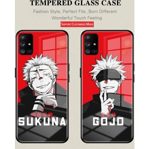 Tempered Glass Phone Case For SamsungA52 A51 4G 5G A71 4G 5G A20 30 40 71 81 91 Jujutsu Kaisen Anime Personality Cover
