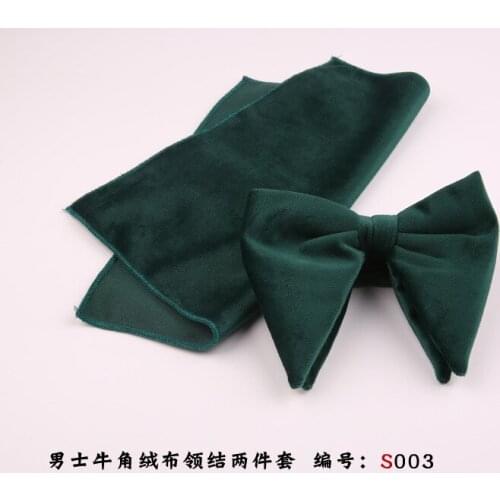 Black performance chorus men and women bow tie groom tide suede horn bow tie pocket square two-piece suit