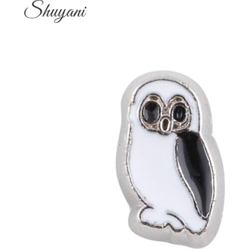 F440 New Trendy Enamel Animal Owl Shape Floating Charm For Memory Glass Locket Wholesale Price