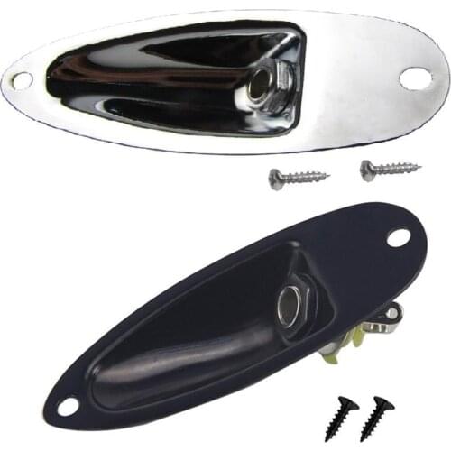 FLEOR Boat Guitar Jack 1/4" Output Jack Plate Socket 6.35mm Chrome/Golden/Black for FD Strat Style Guitar Parts