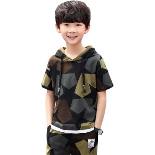 Kids Sets Boys Summer New Children Short Sleeve T Shirt +pant 2Pcs Sets of Childrens Sport Suit 4-14 Ages Clothing 4 7 9 13Year