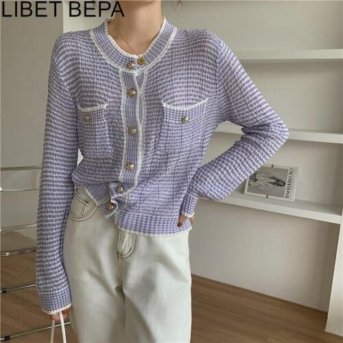 New 2021 Womens Autumn Winter Sweaters Buttons Cardigan Fashionable Knitwear Oversized Korean Vintage Elegant Lady Tops SWC9002