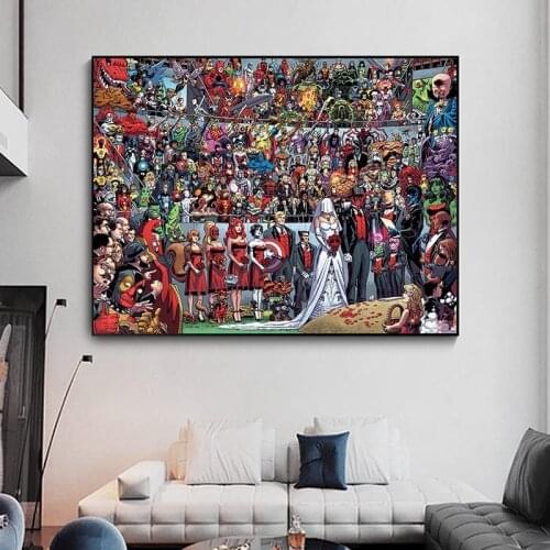 Marvel Avengers Canvas Print Painting Superhero Character Wall Art Decor Poster Childrens Room Mural for Bedroom Home Decor