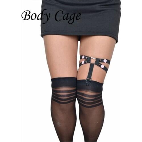 Body Cage 1pc Sexy Women Fashion Harajuku Single Strap Punk Suspender Hook Leg Cage Handmade Sock Garter Belt Harness
