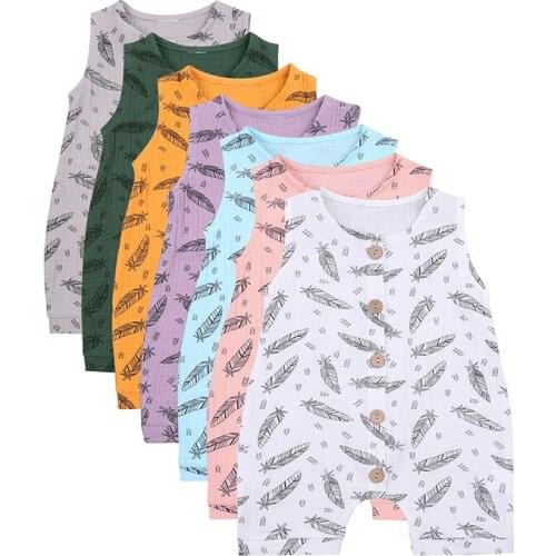 7 Colors Newborn Baby Boy Girl Rompers Sleeveless Print Cotton Romper Jumpsuit One Pieces Summer Clothes