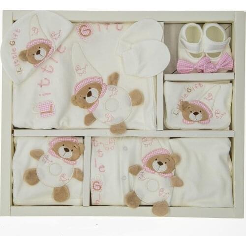 Baby Girls Clothing Set Newborn Basic Essentials With Bear Figure 10 Piece Cotton Layette Wellcome Home Gift 0 3 Months