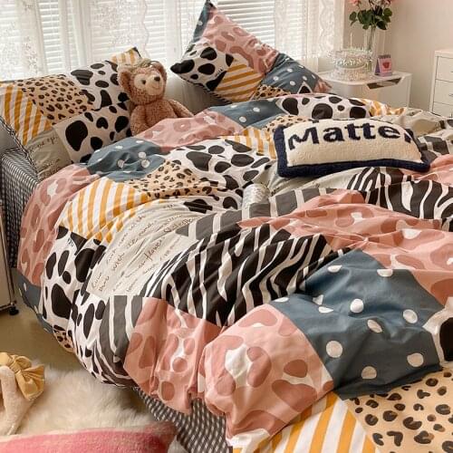 Cotton European Bedding Set 3/4PCS Pleopard-print Duvetcover Bed Sheet Comfortable Fitted Sheets Bedroom Fashion Home Textile