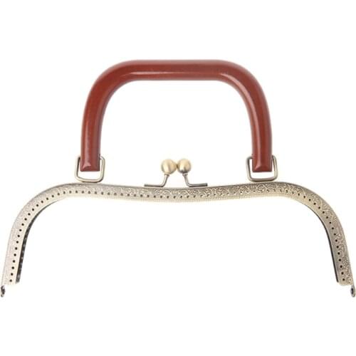 Square Round Wood Metal Frame Kiss Clasp For Handle Bag Purse Frame Accessories DIY