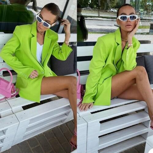 Summer Bright Green Women Tuxedos Suit Street Shot Office Lady Blazer Suit Wear Prom Party Business Outfits One Jacket