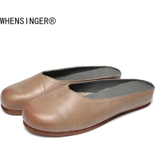 NEW shoes women flat Genuine Leather Slip On Round Toe Breathable Sewing thread Shallow mouth drive Ladies Loafers women shoes