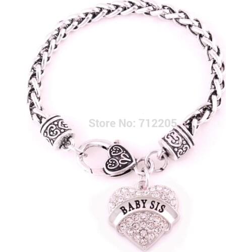BABY SIS Lobster Claw Wheat Link Bracelet with crystal hearts Bracelet