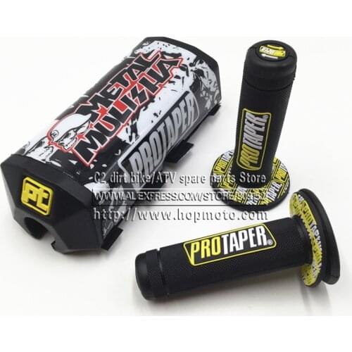 Dirt bike Metal Mulisha PROTECTOR Handlebar Breast Pad & MOTOCROSS BAR PROTAPER handle grips Black yellow Red Blue