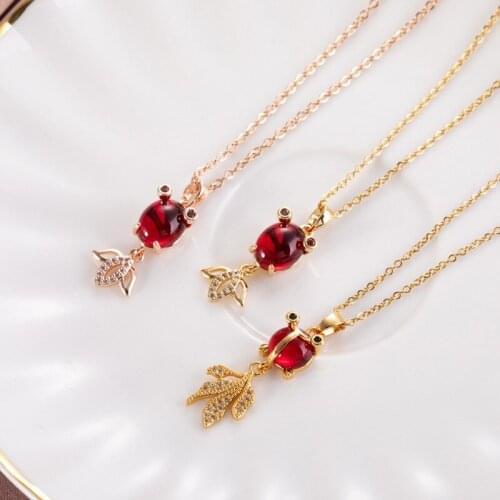 Fashion Cute Goldfish Zircon Pendant Necklace Stainless Steel Chain For Women Girls Animal Copper Charms Choker Jewelry Gifts
