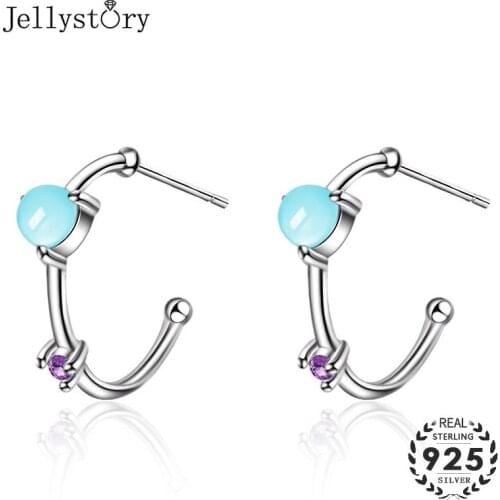 Jellystory fashion silver 925 earrings with sapphire amethyst zircon gemstone drop earring fine jewelry for women wedding party