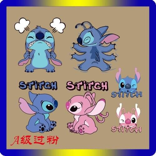 Cartoons Lilo & Stitch Iron clothing Fabric Stickers clothes jeans washable Heat transfer DIY clothing handmade materials