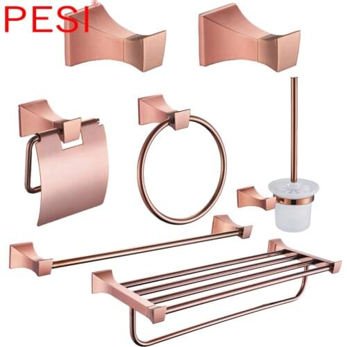 Brass Bathroom Hardware Set Rose Gold Robe Hook Towel Rail Rack Bar Shelf Paper Holder Toothbrush Holder Bathroom Accessories