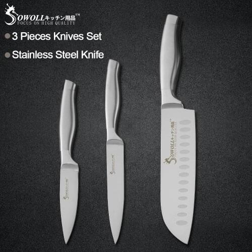 Sowoll Stainless Steel Cooking Knife Set High Carbon Sharp Blade Non slip Handle Knives Meat Fish Vegetable Kitchen Accessories