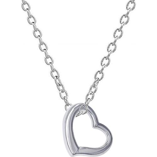 Delicate silvery hollow heart-shaped metal charm necklace Couples love symbol necklace Mothers Day gift necklace