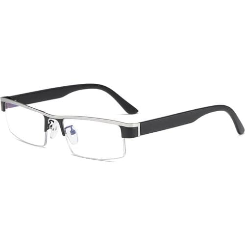 Anti-blue Light Reading Glasses Men Rectangle Semi-rim Eyebrow Ultralight Anti Fatigue +1 +1.5 +2 +2.5 +3 +3.5 +4