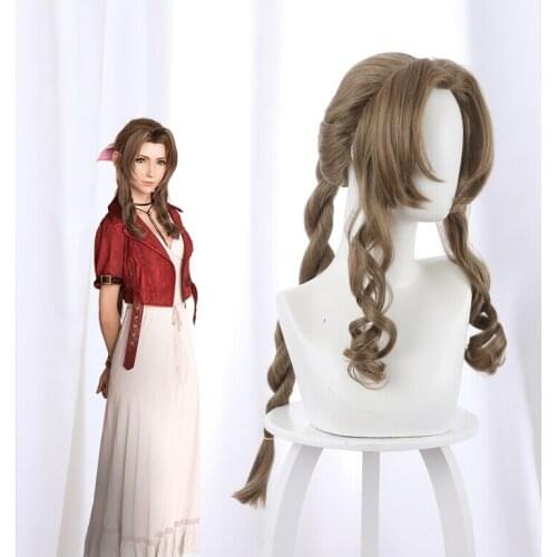 Final Fantasy VII Wig Aerith Gainsborough Wigs Game FF VII Aerith Heat Resistant Synthetic Hair Cosplay Wig