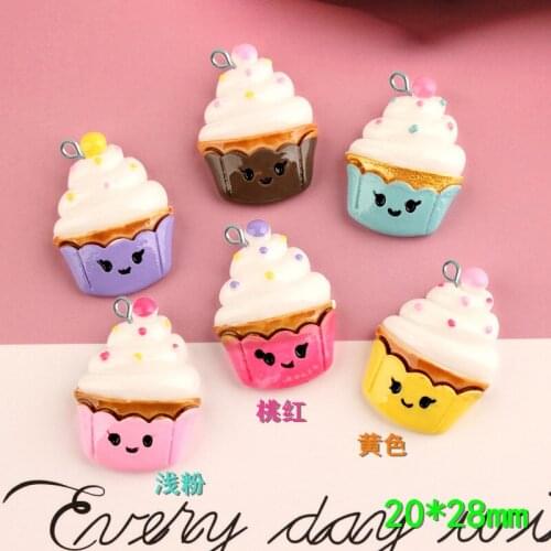 10pcs 28*20mm Resin ice cream charms simulated food flatback cabochon decoration fittings DIY pendant jewelry making material