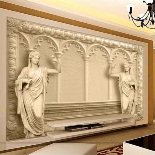 Milofi custom non-woven wall paper high-end luxury villa 3D European-style TV background wall large mural wallpaper
