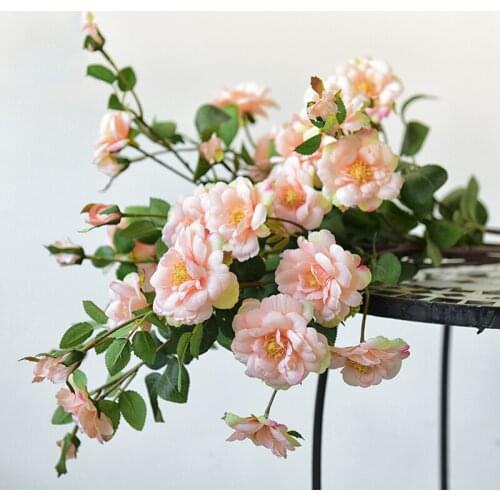 Pink Rose Artificial Flowers Wedding Decoration Chinese Rose Artificial Plants Home Decor Silk Flowers Bouquet Table Decor