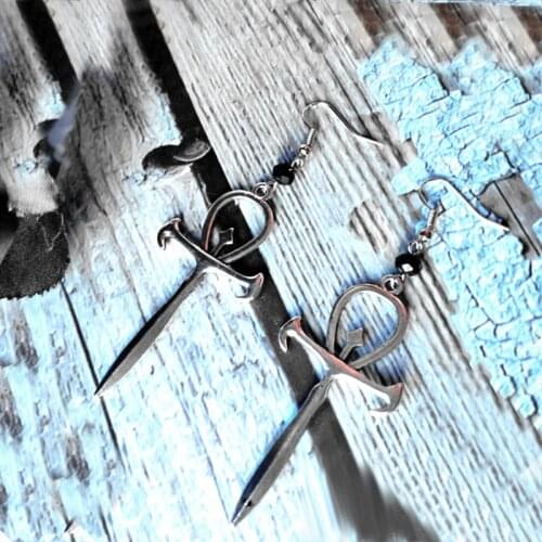 Vampire Ankh earrings occult black glass crystal gothic dracula pendant symbol Original jewelry gift 2020 Fashion new charm