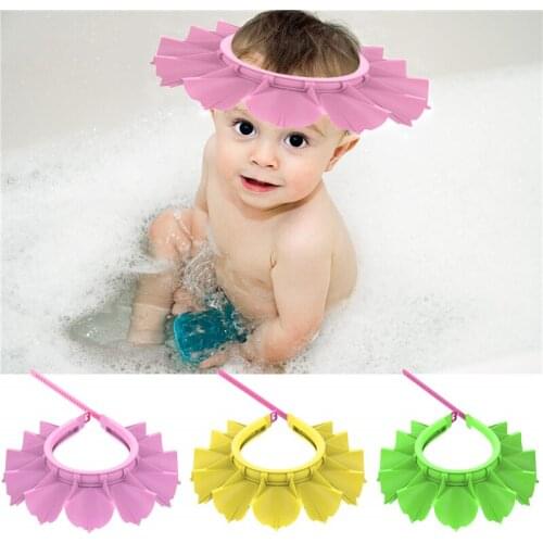 3pcs Baby Shower Cap Silicone Adjustable Toddler Baby Soft Protection Sunshade Shower Cap Children Fun Bathing Tool