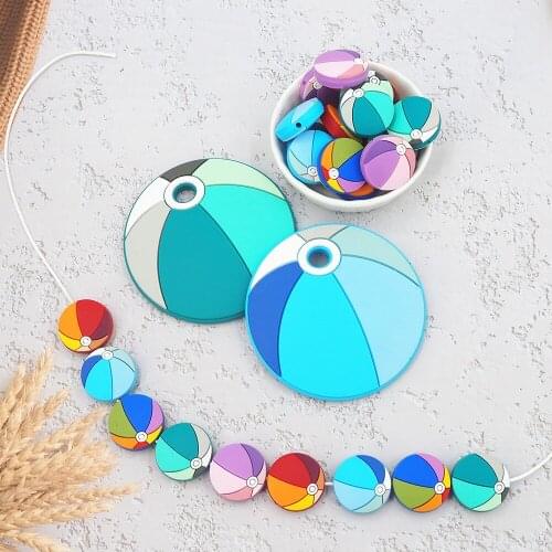 Chenkai 50PCS Silicone Water Ball Bead Baby Round Shaped Beads Teething BPA Free DIY Sensory Chewing Toy Accessories