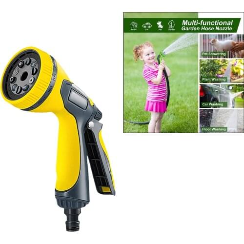 Heavy Duty Adjustable Garden Hose Nozzle 10 Patterns Durable Hand-Held for Car Wash Cleaning Watering Garden Showering Pets EU