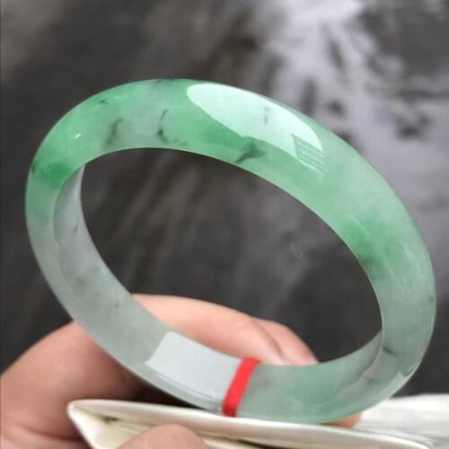 Only One !58.5MMCertified (Grade A)100% Natural Green Jadeite JADE Bracelet Women Bangle