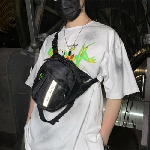 Trend Waist Bag Unisex Thigh Bag Hip Belt Pouch Nylon Reflective Stripe Sports Waist Leg Pack Men Chest Bags Travel Phone Pouch