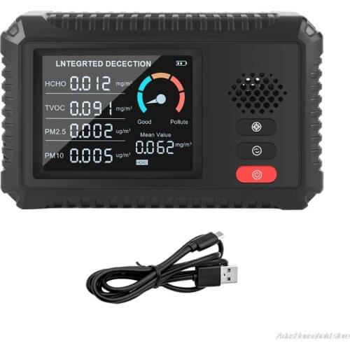 Indoor Air Quality Sensor Air Quality Monitor HCHO TVOC PM2.5/10 Multifunctional Gas Detector Real Time Data Recording wholesale