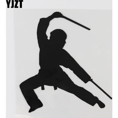 YJZT 12.8CMX14.1CM Waterproof Sports Eskrima Decal Vinyl Car Sticker Black/Silver 8A-1116