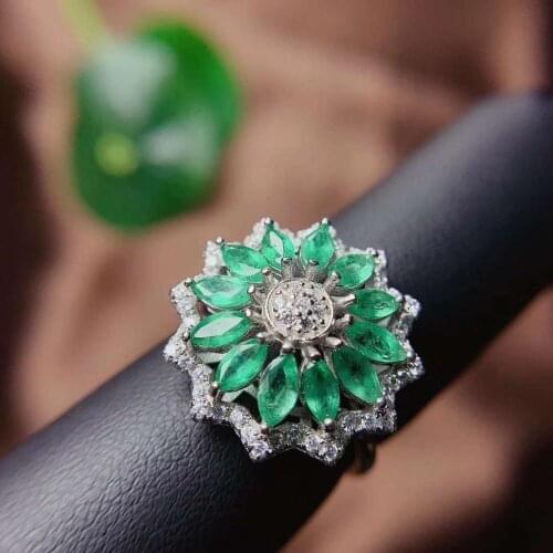 Anniversary ring Natural and Real emerald ring 925 sterling silver Fine jewelry For men or women