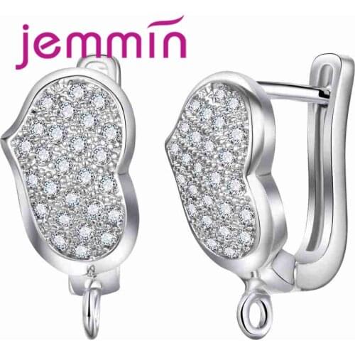 Sweet Love Heart Shape 925 Sterling Silver Earrings With Full Cubic Zirconia For Women Girls Engagement Jewelry