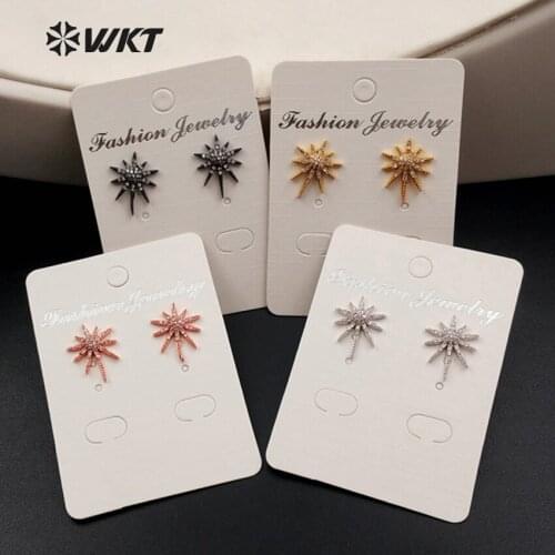 ME029 WKT Fashion Stud Earring With Best Quality CZ Micro Pave Geometic Shape For Women Decoration Stud Earring