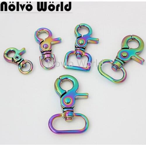 10-50 pieces Iridescent Rainbow 5 styles metal trigger swivel snap clasps clips dog collar pet straps bag shoulder hardware