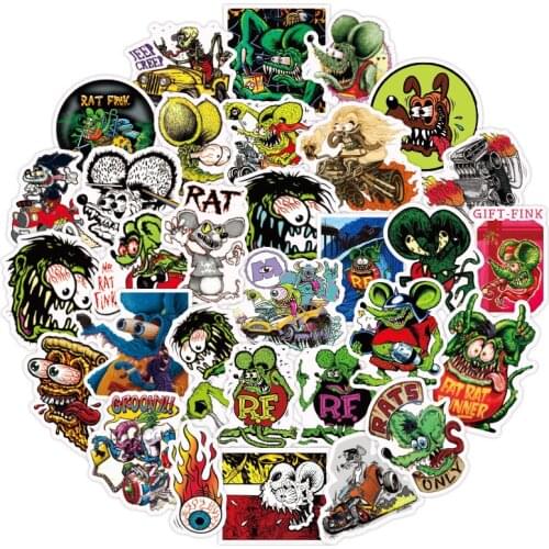 10/50pcs Rat Fink Stickers Ratfink PVC Car Sticker For skateboard suitcase refrigerator motorcycle Decal horror