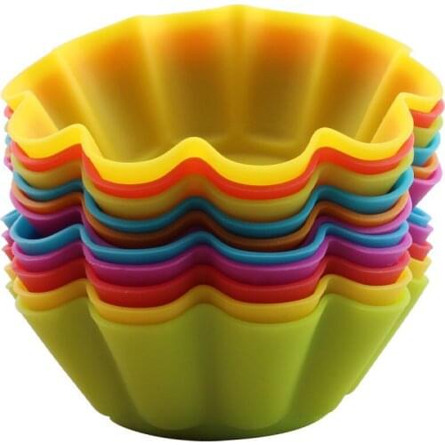 10 Pieces/Set Silicone Cake Baking Molds Cake Mold Silicone Cupcake Cup Home Kitchen Cooking Tools Random Color