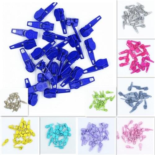 100pcs 3# 10 colors nylon coil auto lock zipper puller DIY sewing tool