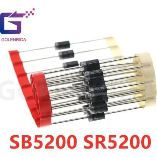 100PCS SB5200 SR5200 Schottky Barrier Rectifier Diode 5A 200V DO-201AD/DO-27